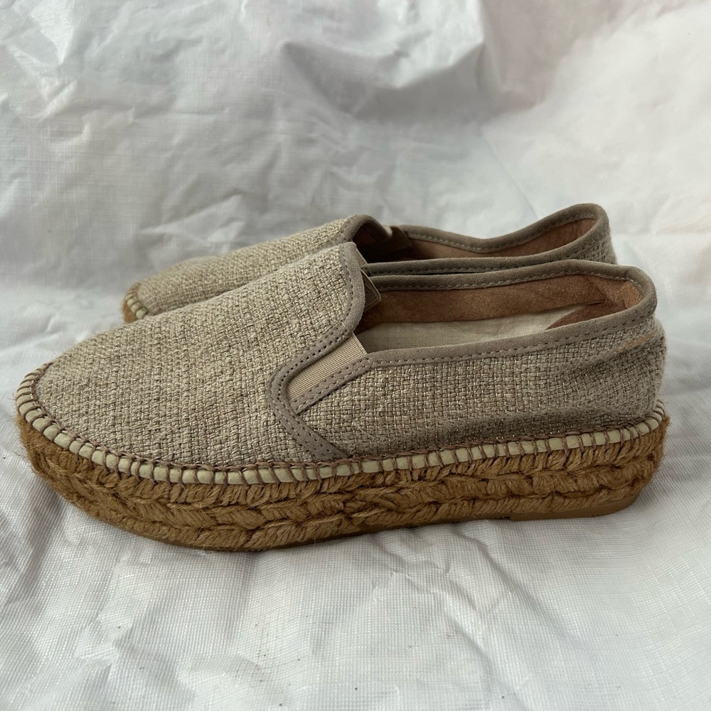 Womens Neutral Espadrille Platform Slip-On - Beige